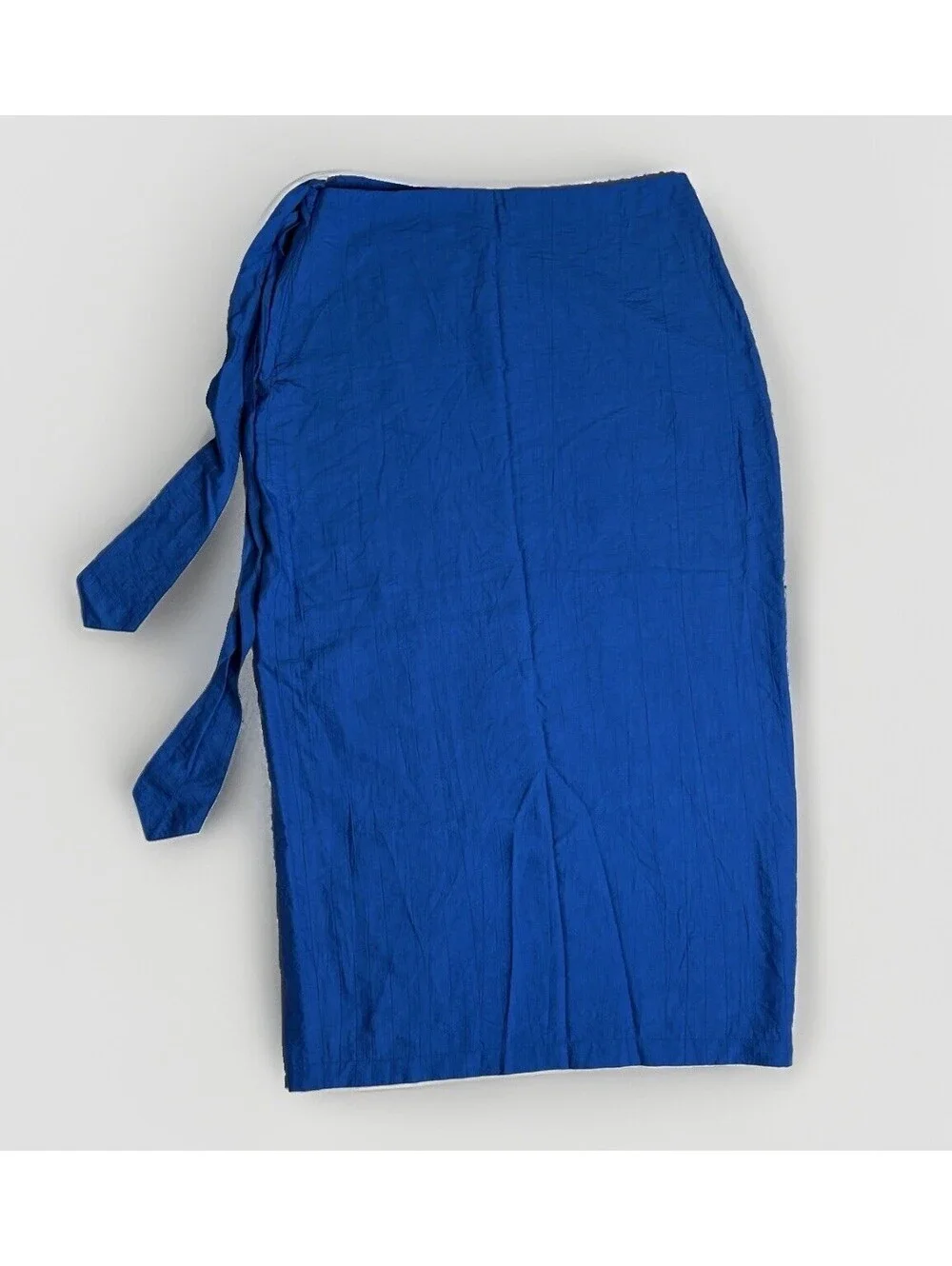 Soul of Mu Sax Blue Lightweight Midi Skirt with Side Tie - N